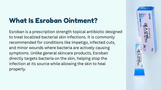 Esroban Ointment used for treating bacterial skin infections such as impetigo, infected cuts, wounds, and folliculitis