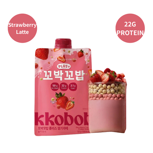 [B'BLIV] 꼬박꼬밥 플러스 딸기라떼 50g x 7포 | Strawberry Latte Protein Shake, 7ct